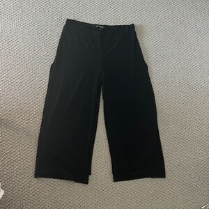 Piccadilly Tulip Wrap style High Waist Knit Wide leg Ankle Pants, Black